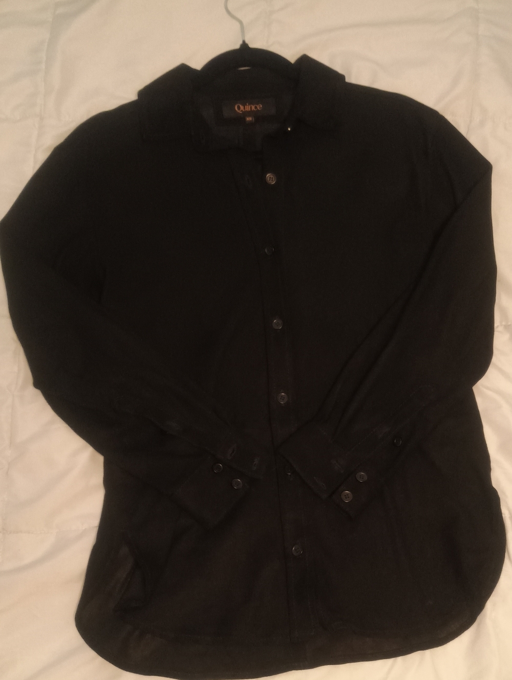 Quince Black Suede Button-Up Overshirt - Size XS - Lightweight Shacket - Autumn
